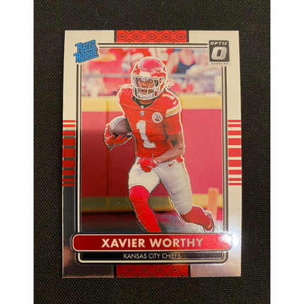 Xavier Worthy 2024 Donruss Optic #8 RC Rated Rookie Silver Holo Chiefs