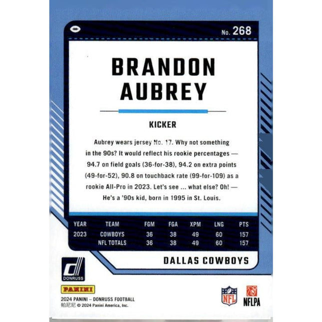 Brandon Aubrey 2024 Donruss Press Proof Red #268 Dallas Cowboys
