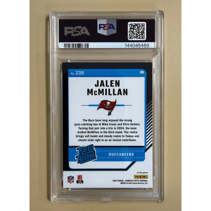 2024 Panini Donruss Optic Jalen McMillan #239 Blue Glitter RC PSA 10