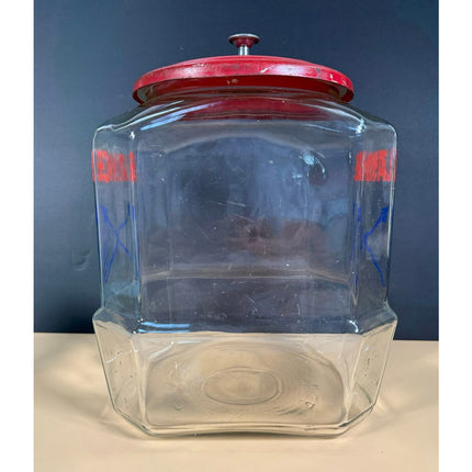 Lance Cracker Jar Glass Countertop Cookie Jar with Lid Vintage Advertising