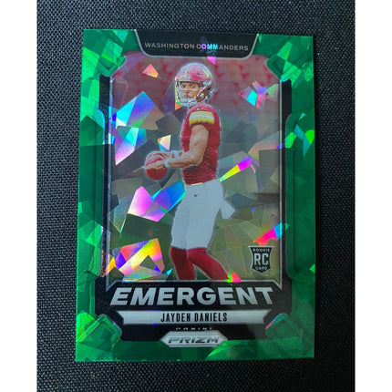 Jayden Daniels 2024 Panini Prizm #2 RC Rookie Emergent Green Ice Commanders