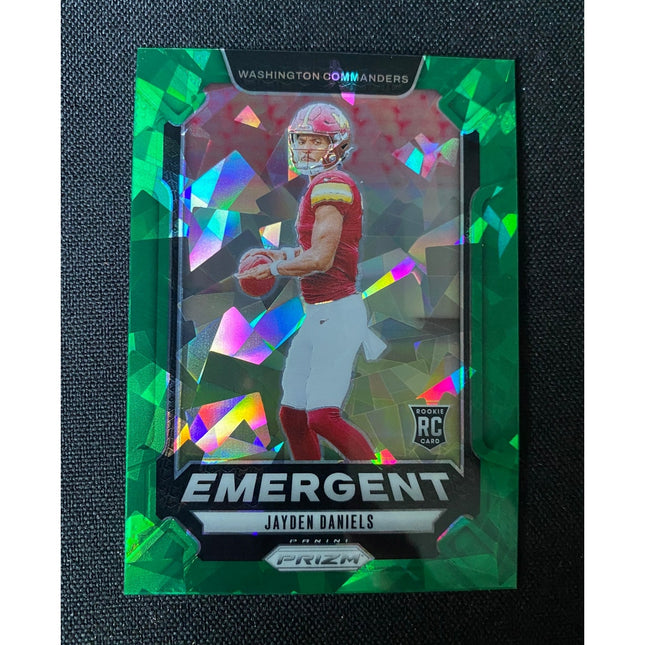 Jayden Daniels 2024 Panini Prizm #2 RC Rookie Emergent Green Ice Commanders