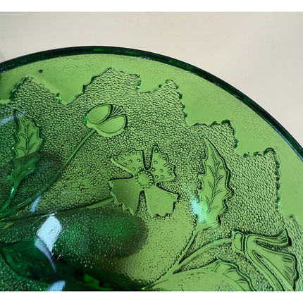 US Glass Green Gold Covered Butter Dish Vintage Pressed Glass