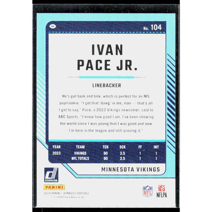 Ivan Pace Jr. 2024 Donruss Press Proof Green #104 Minnesota Vikings