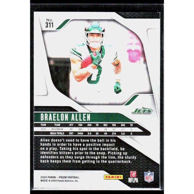 Braelon Allen 2024 Panini Prizm #311 RC New York Jets