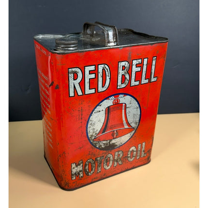 Vintage Red Bell Motor Oil 2 Gallon Can Gas Station Advertising Sign