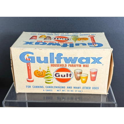 Gulfwax Household Paraffin Wax 4 Cakes Unused Vintage Box Set Round & Rectangle