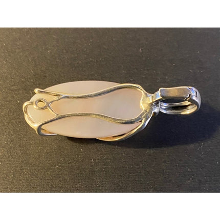 Carolyn Pollack 925 Sterling Silver Pink Peach Chalcedony Enhancer Pendant