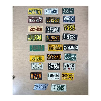 1953 Wheaties Toy License Plates Complete 51 State Set Tin All States DC