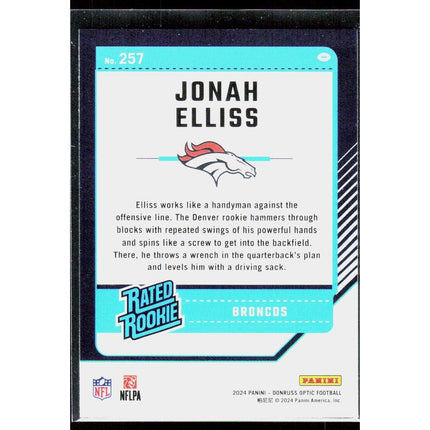 2024 Donruss Optic Jonah Elliss RC #257 Denver Broncos
