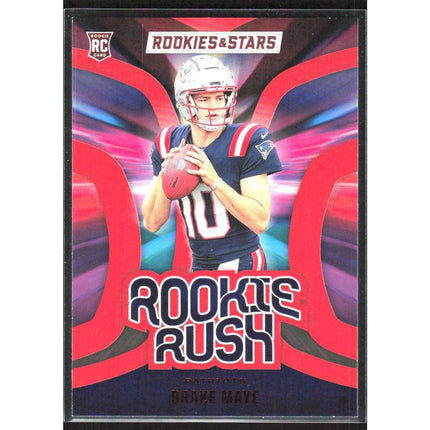 Drake Maye 2024 Panini Rookies & Stars Rookie Rush Longevity #RR-DME Patriots