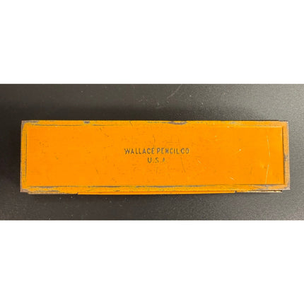1927 Charles Lindbergh Spirit of St. Louis Orange Metal Pencil Box Case 8"