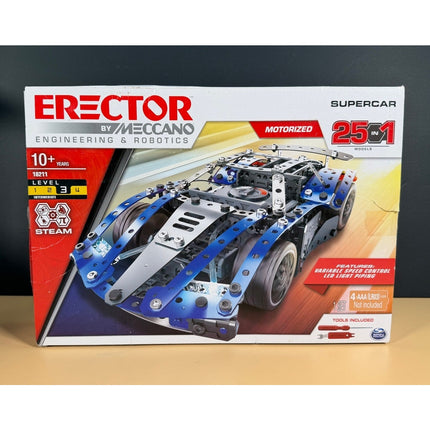 Erector by Meccano SuperCar 25-in-1 Building Kit 18211 Motorized NISB