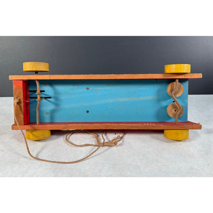 Fisher Price 12” Lookey Wooden Fire Truck Pull Toy Vintage Working