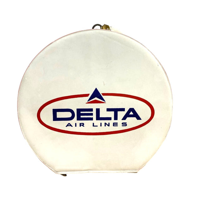 Vintage Delta Air Lines White Vinyl Carry-On Handbag Purse, Travel Tote