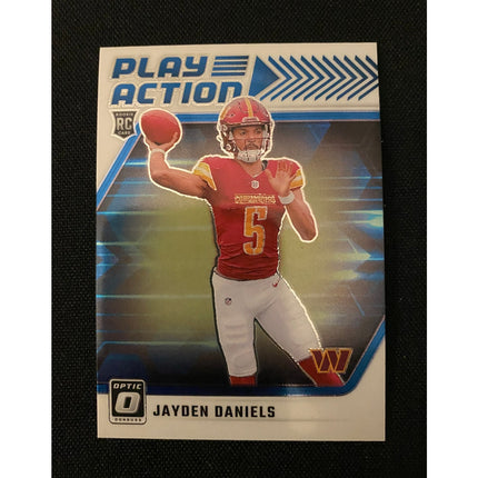 Jayden Daniels 2024 Donruss Optic 1 RC Rookie Card Play Action Insert Commanders