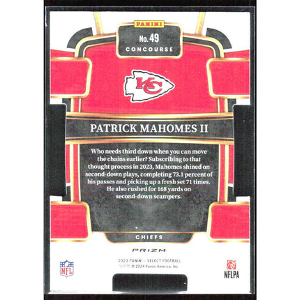 Patrick Mahomes II 2023 Panini Select Silver Prizms Die Cuts #49 Chiefs