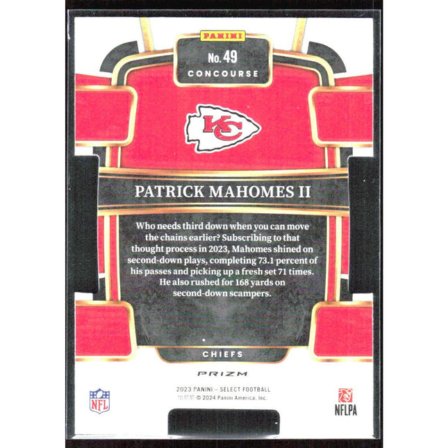 Patrick Mahomes II 2023 Panini Select Silver Prizms Die Cuts #49 Chiefs