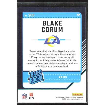 Blake Corum 2024 Donruss Optic #208 RC Los Angeles Rams