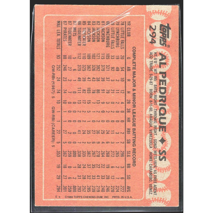 Al Pedrique 1988 Topps #294 Pittsburgh Pirates