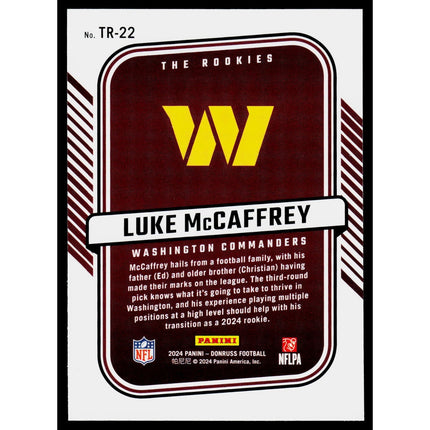 Luke McCaffrey 2024 Donruss The Rookies #TR-22 Washington Commanders