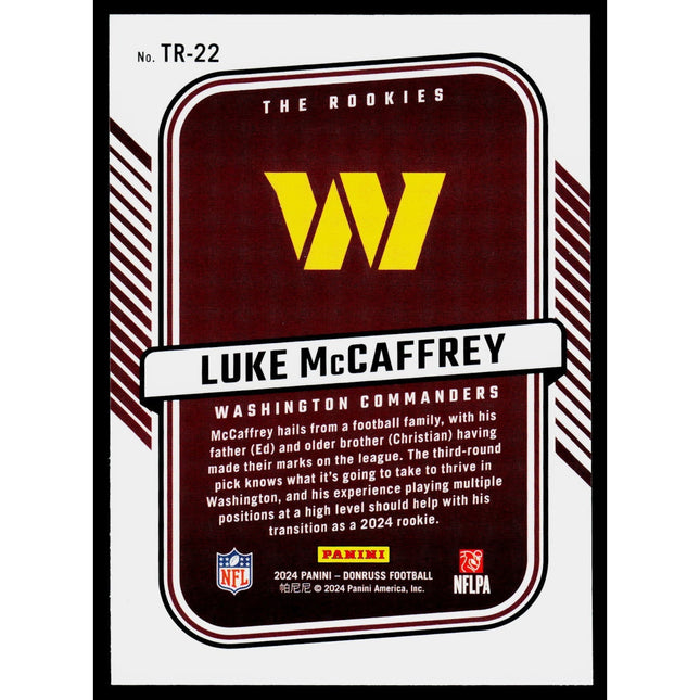 Luke McCaffrey 2024 Donruss The Rookies #TR-22 Washington Commanders