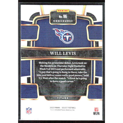 Will Levis 2023 Panini Select #96 RC Tennessee Titans