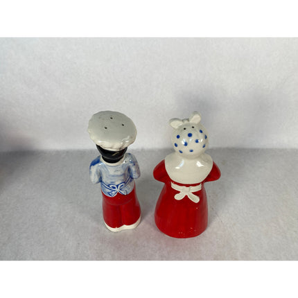 Vintage Black Americana Salt & Pepper Shakers Japan 1940s HTF 8" Pair