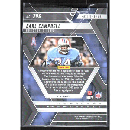 Earl Campbell 2025 Panini Mosaic Reactive Purple #294 Houston Oilers
