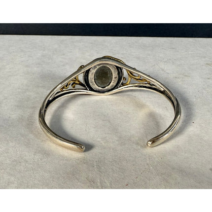 Carolyn Pollack Sterling Silver & Brass Gold Sheen Obsidian Cuff Bracelet