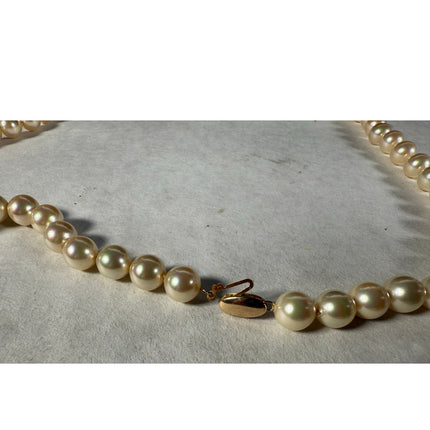 Majorica 14K Pearl Necklace 28” Long with Original Box Vintage