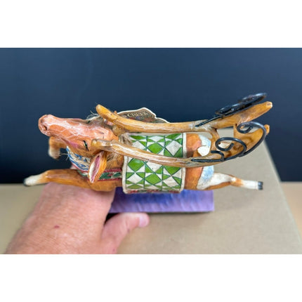 Jim Shore Heartwood Creek Dash Away Reindeer Green Blanket 118111