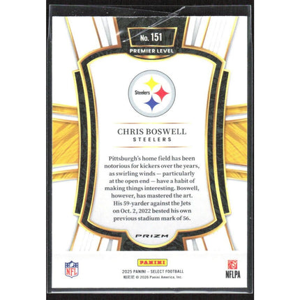 Chris Boswell 2025 Panini Select Pink Prizm Shock #151 Pittsburgh Steelers