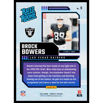 Brock Bowers 2024 Donruss Rated Rookies Retro #9 Las Vegas Raiders