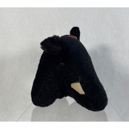 Vintage Japan Black Bear Straw-Filled Plush Toy – 6" Stuffed Animal