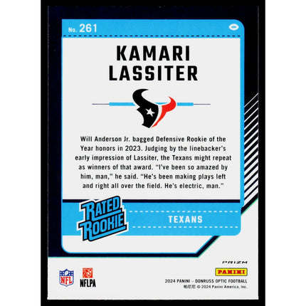 Kamari Lassiter 2024 Donruss Optic Green Hyper #261 Houston Texans
