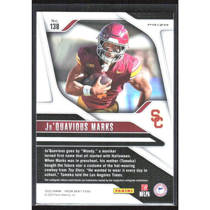 Jo'Quavious Marks 2025 Panini Prizm Draft Picks Prizms Gold Ice #138 Trojans