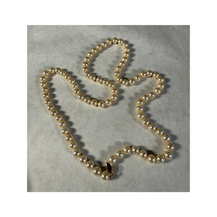 Majorica 14K Pearl Necklace 28” Long with Original Box Vintage