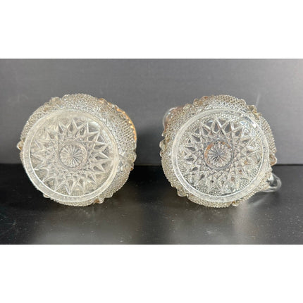 Vintage Pressed Gold Leaf Glass Creamer & Sugar Set