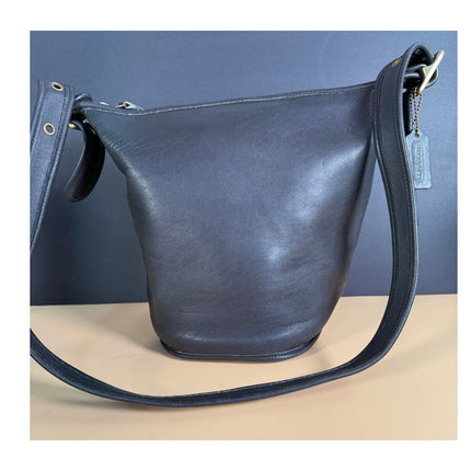 Vintage Coach Bucket Bag #9953 Black Leather Shoulder Handbag