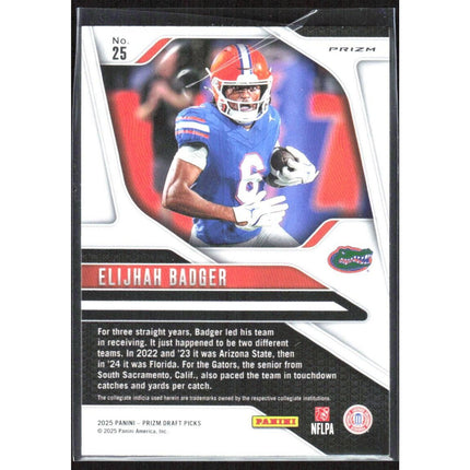 Elijhah Badger 2025 Panini Prizm Draft Picks Prizms Gold Ice #25 Florida Gators