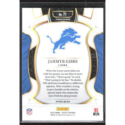 Jahmyr Gibbs 2025 Panini Select Pink Prizm Shock #71 Detroit Lions