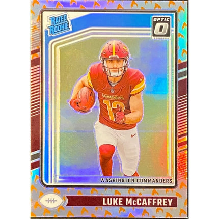 Luke McCaffrey 2024 Donruss Optic Fire #268 Washington Commanders
