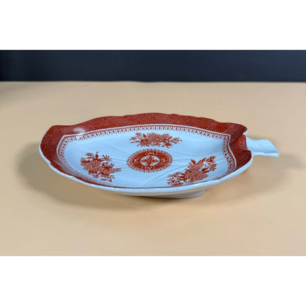 Copeland Spode Fitzhugh Red Leaf Shaped Serving Dish Tray Fine Stone England