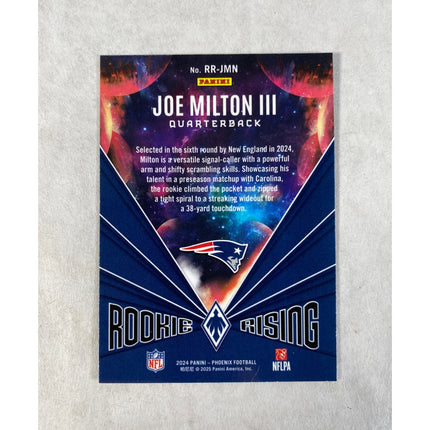 2024 Panini Phoenix Joe Milton III Rookie Rising #RR-JMN RC Insert Patriots