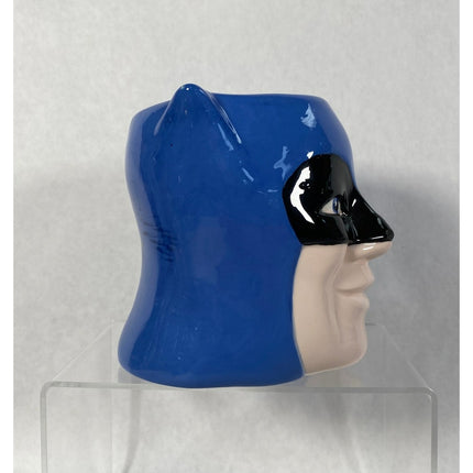 Batman Ceramic Molded Blue Mug — Marked "Bruce" on Base