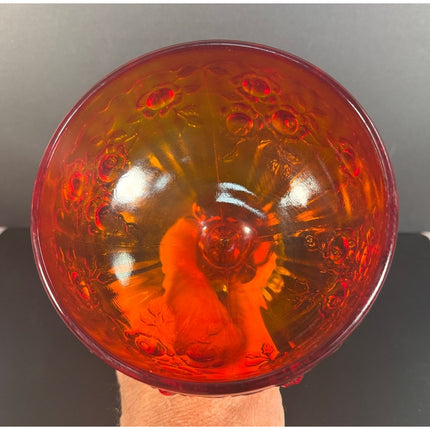Fenton Cadmium Vintage Glass Amberina 8" Pedestal Compote Candy Dish w/Lid