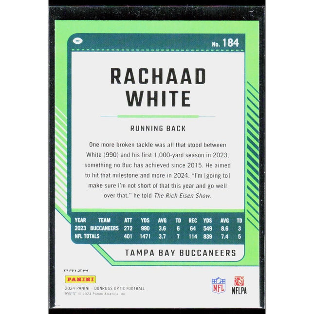 Rachaad White 2024 Donruss Optic #184 Tampa Bay Buccaneers