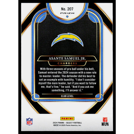 Asante Samuel Jr. 2024 Panini Select Red & Blue Prizm Shock #207 LA Chargers