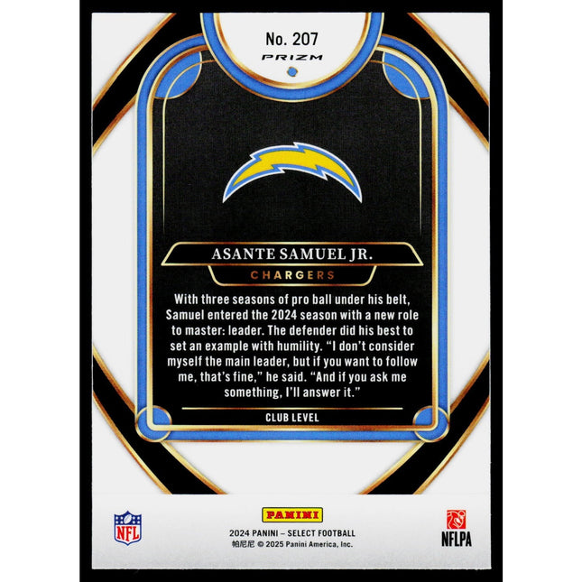 Asante Samuel Jr. 2024 Panini Select Red & Blue Prizm Shock #207 LA Chargers